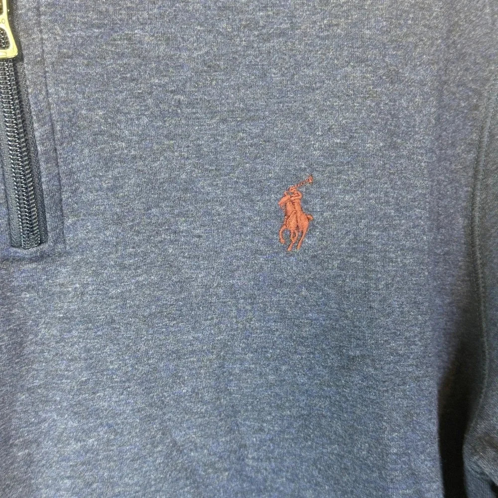 Polo Ralph Lauren Quarter Zip Mens Large Blue Heathered Cotton Blend Layering